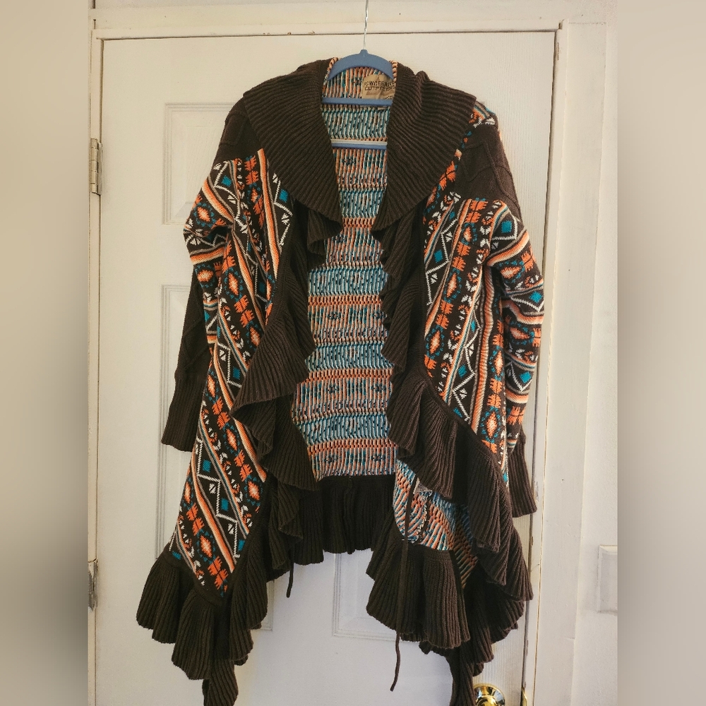 Powder River Outfitters Panhandle Cardigan, Shawl,‎ Wrap. Aztec, Southwest